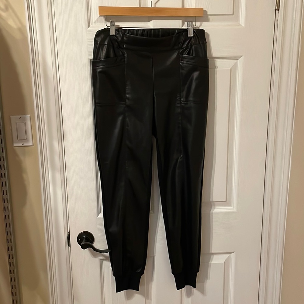 Faux leather joggers